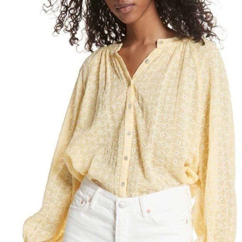 Free People Down From The Clouds embroidered cotton blouse